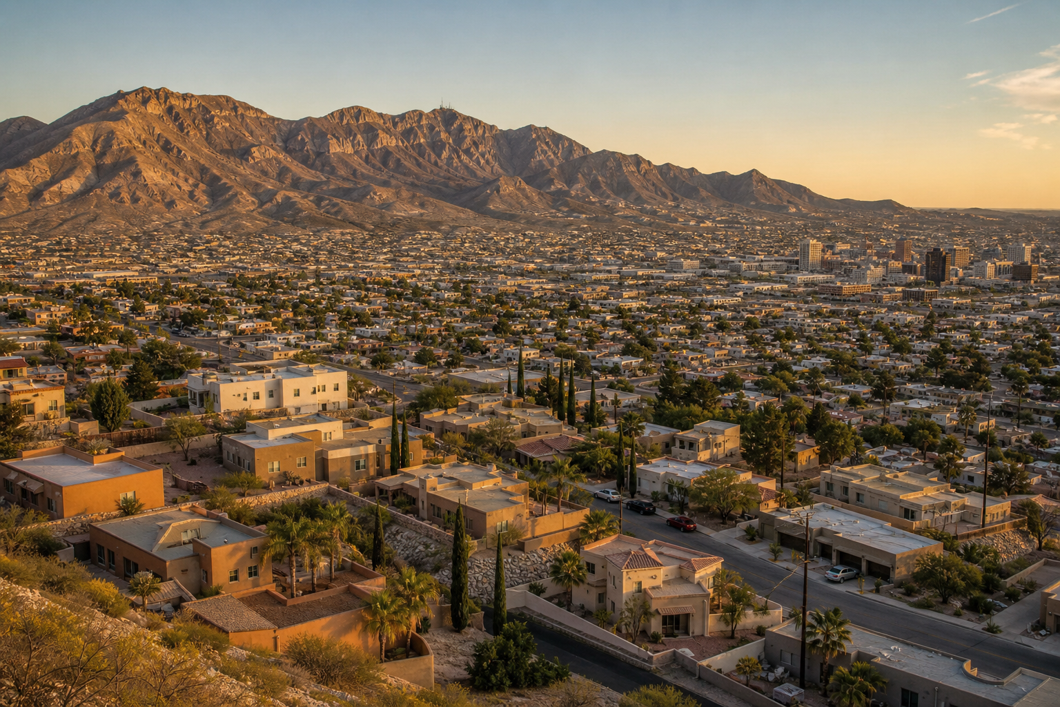 El Paso, Texas, with the Franklin Mountains behind the city